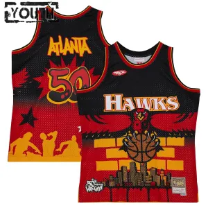 Maillot Enfant Atlanta Hawks Mitchell Ness x Tats Cru Edition Hardwood Classics 2023-24 Noir Swingman