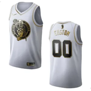 Maillot Homme Boston Celtics Personnalisé Golden Edition Blanc Swingman Maillot Homme Boston Celtics Personnalisé Golden Edition Blanc Swingman