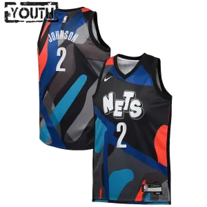 Maillot Enfant Brooklyn Nets Cameron Johnson City Edition 2023-24 Noir Swingman