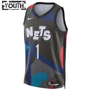 Maillot Enfant Brooklyn Nets Mikal Bridges City Edition 2023-24 Noir Swingman