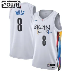 Maillot Enfant Brooklyn Nets Patty Mills 8 City Edition 2022-23 Blanc Swingman