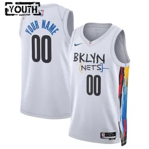 Maillot Enfant Brooklyn Nets Personnalisé City Edition 2022-23 Blanc Swingman
