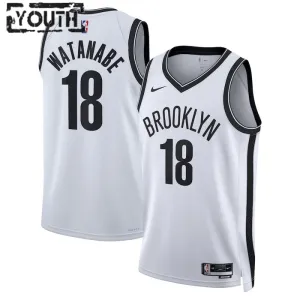 Maillot Enfant Brooklyn Nets Yuta Watanabe 18 Association Edition Blanc Swingman