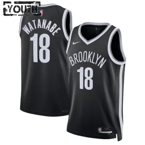 Maillot Enfant Brooklyn Nets Yuta Watanabe 18 Icon Edition Noir Swingman