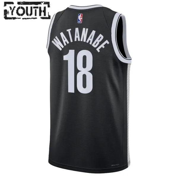 Maillot Enfant Brooklyn Nets Yuta Watanabe 18 Icon Edition Noir Swingman