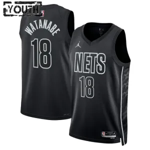 Maillot Enfant Brooklyn Nets Yuta Watanabe 18 Statement Edition Noir Swingman