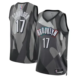 Maillot Homme Brooklyn Nets Dennis Schroder City Edition 2024-25 Gris Swingman