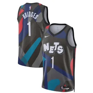 Maillot Homme Brooklyn Nets Mikal Bridges City Edition 2023-24 Noir Swingman