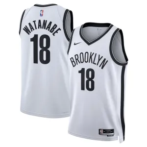 Maillot Homme Brooklyn Nets Yuta Watanabe 18 Association Edition Blanc Swingman