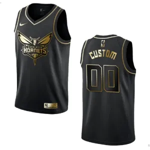 Maillot Homme Charlotte Hornets Personnalisé Golden Edition Noir Swingman Maillot Homme Charlotte Hornets Personnalisé Golden Edition Noir Swingman