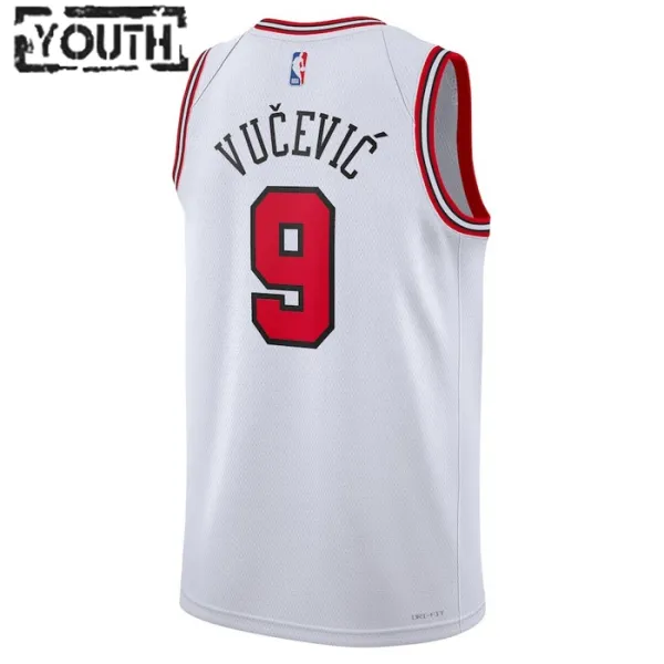 Maillot Enfant Chicago Bulls Nikola Vucevic 9 Association Edition Blanc Swingman