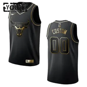 Maillot Enfant Chicago Bulls Personnalisé Golden Edition Noir Swingman Maillot Enfant Chicago Bulls Personnalisé Golden Edition Noir Swingman