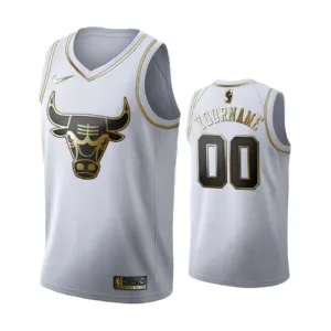 Maillot Homme Chicago Bulls Personnalisé Golden Edition Blanc Swingman Maillot Homme Chicago Bulls Personnalisé Golden Edition Blanc Swingman