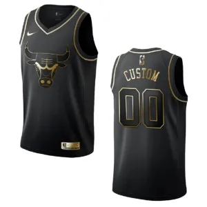 Maillot Homme Chicago Bulls Personnalisé Golden Edition Noir Swingman Maillot Homme Chicago Bulls Personnalisé Golden Edition Noir Swingman