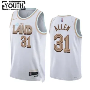 Maillot Enfant Cleveland Cavaliers Jarrett Allen 31 City Edition 2022-23 Blanc Swingman Maillot Enfant Cleveland Cavaliers Jarrett Allen 31 City Edition 2022-23 Blanc Swingman