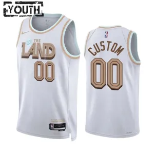 Maillot Enfant Cleveland Cavaliers Personnalisé City Edition 2022-23 Blanc Swingman Maillot Enfant Cleveland Cavaliers Personnalisé City Edition 2022-23 Blanc Swingman