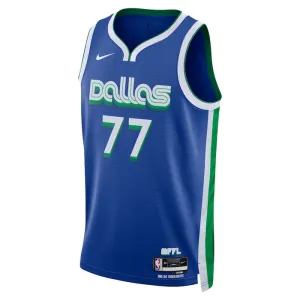Maillot Homme Dallas Mavericks Luka Doncic 77 City Edition 2022-23 Bleu Swingman