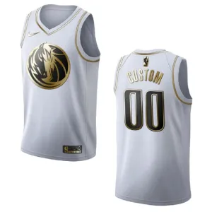 Maillot Homme Dallas Mavericks Personnalisé Golden Edition Blanc Swingman Maillot Homme Dallas Mavericks Personnalisé Golden Edition Blanc Swingman