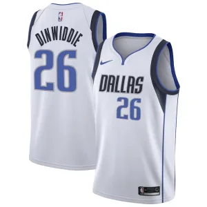 Maillot Homme Dallas Mavericks Spencer Dinwiddie 26 Association Edition Blanc Swingman