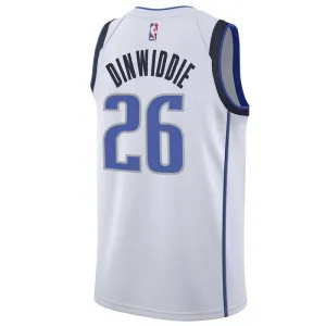 Maillot Homme Dallas Mavericks Spencer Dinwiddie 26 Association Edition Blanc Swingman