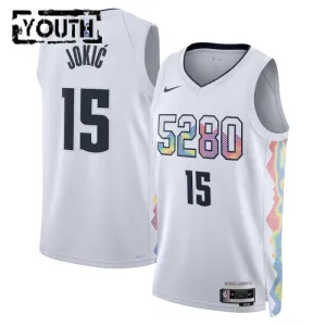 Maillot Enfant Denver Nuggets Nikola Jokic City Edition 2024-25 Blanc Swingman