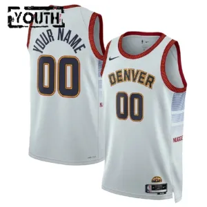 Maillot Enfant Denver Nuggets Personnalisé City Edition 2022-23 Blanc Swingman