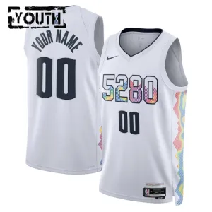Maillot Enfant Denver Nuggets Personnalisé City Edition 2024-25 Blanc Swingman