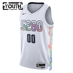 Maillot Enfant Denver Nuggets Personnalisé City Edition 2024-25 Blanc Swingman