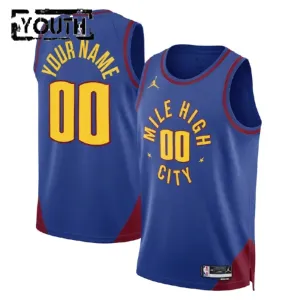 Maillot Enfant Denver Nuggets Personnalisé Statement Edition Bleu Swingman