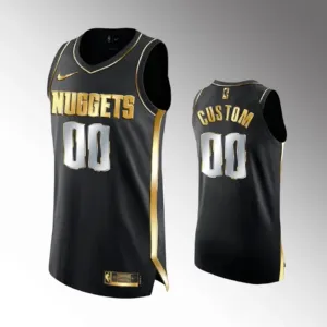 Maillot Homme Denver Nuggets Limited Personnalisé Golden Edition Noir Swingman Maillot Homme Denver Nuggets Limited Personnalisé Golden Edition Noir Swingman