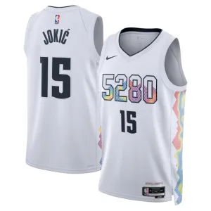Maillot Homme Denver Nuggets Nikola Jokic City Edition 2024-25 Blanc Swingman