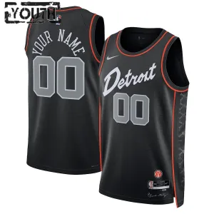 Maillot Enfant Detroit Pistons Personnalisé City Edition 2023-24 Noir Swingman