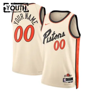 Maillot Enfant Detroit Pistons Personnalisé City Edition 2024-25 Blanc Swingman