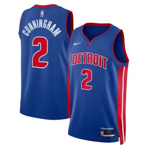 Maillot Homme Detroit Pistons Cade Cunningham 2 Icon Edition Bleu Swingman