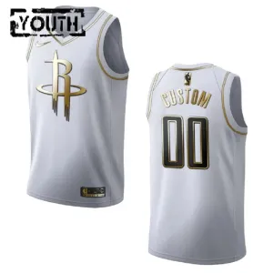 Maillot Enfant Houston Rockets Personnalisé Golden Edition Blanc Swingman Maillot Enfant Houston Rockets Personnalisé Golden Edition Blanc Swingman