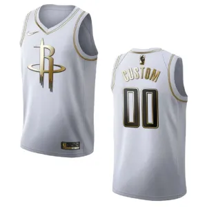 Maillot Homme Houston Rockets Personnalisé Golden Edition Blanc Swingman Maillot Homme Houston Rockets Personnalisé Golden Edition Blanc Swingman