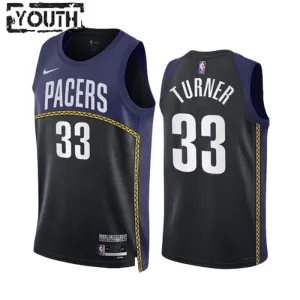 Maillot Enfant Indiana Pacers Myles Turner 33 Black City Edition 2022-23 Navy Swingman Maillot Enfant Indiana Pacers Myles Turner 33 Black City Edition 2022-23 Navy Swingman