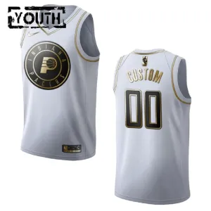 Maillot Enfant Indiana Pacers Personnalisé Golden Edition Blanc Swingman Maillot Enfant Indiana Pacers Personnalisé Golden Edition Blanc Swingman