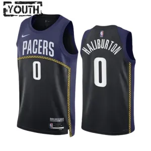 Maillot Enfant Indiana Pacers Tyrese Haliburton 0 Black City Edition 2022-23 Navy Swingman Maillot Enfant Indiana Pacers Tyrese Haliburton 0 Black City Edition 2022-23 Navy Swingman