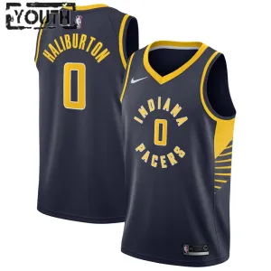 Maillot Enfant Indiana Pacers Tyrese Haliburton 0 Icon Edition Navy Swingman