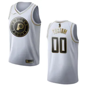 Maillot Homme Indiana Pacers Personnalisé Golden Edition Blanc Swingman Maillot Homme Indiana Pacers Personnalisé Golden Edition Blanc Swingman