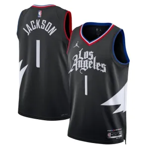 Maillot Homme LA Clippers Reggie Jackson 1 Statement Edition Noir Swingman Maillot Homme LA Clippers Reggie Jackson 1 Statement Edition Noir Swingman