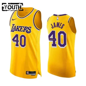 Maillot Enfant Los Angeles Lakers Lebron James 40k Points Icon Edition Jaune Swingman