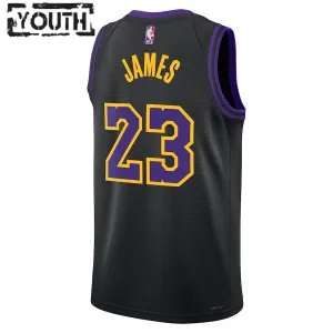 Maillot Enfant Los Angeles Lakers Lebron James City Edition 2023-24 Noir Swingman