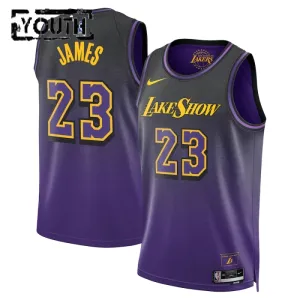 Maillot Enfant Los Angeles Lakers Lebron James City Edition 2024-25 Violet Swingman