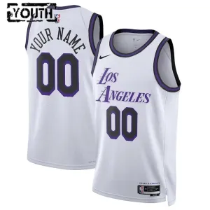 Maillot Enfant Los Angeles Lakers Personnalisé City Edition 2022-23 Blanc Swingman