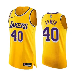 Maillot Homme Los Angeles Lakers Lebron James 40k Points Icon Edition Jaune Swingman