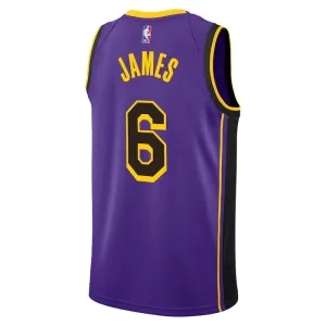 Maillot Homme Los Angeles Lakers Lebron James 6 Statement Edition Violet Swingman