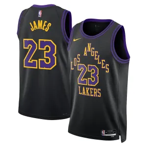 Maillot Homme Los Angeles Lakers Lebron James City Edition 2023-24 Noir Swingman