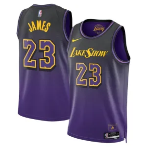 Maillot Homme Los Angeles Lakers Lebron James City Edition 2024-25 Violet Swingman